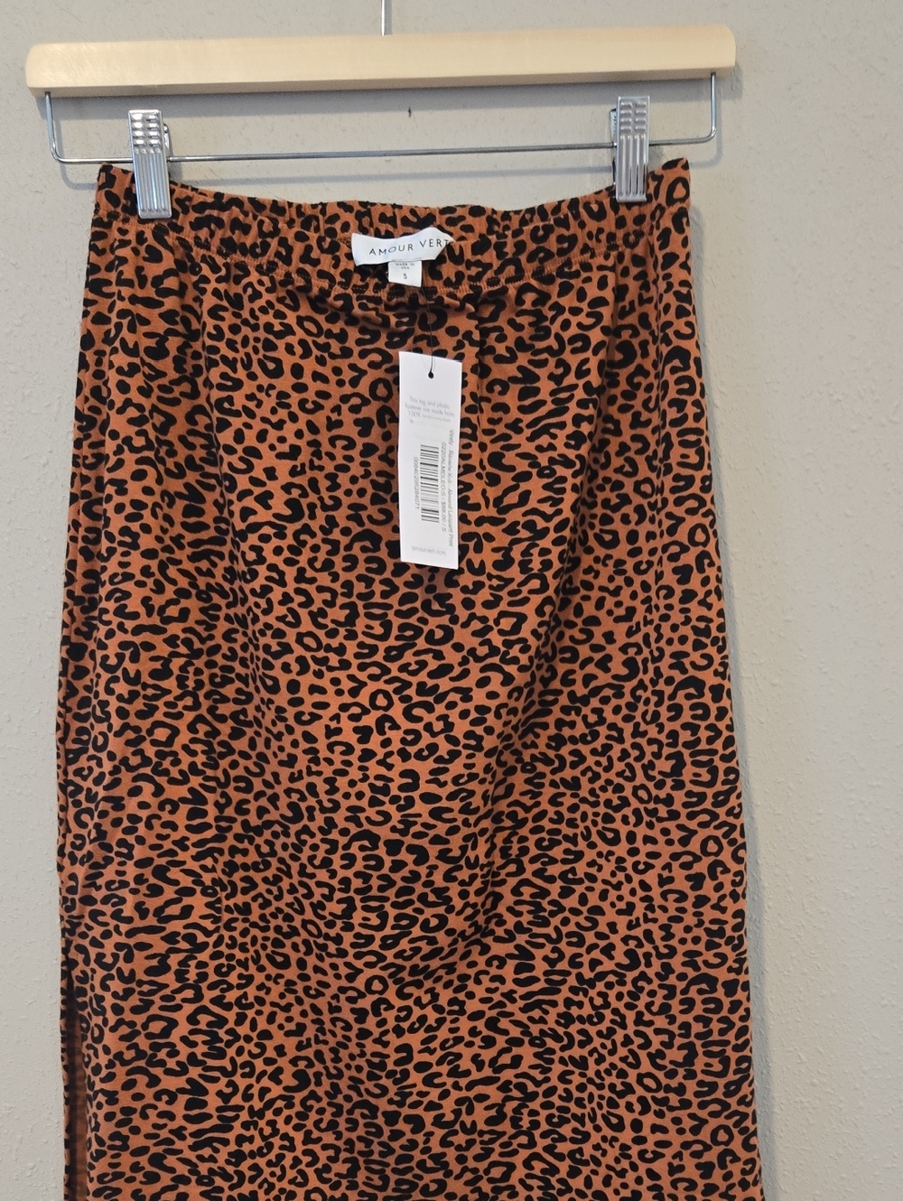 Amour Vert Rust Leopard-Print Midi Skirt